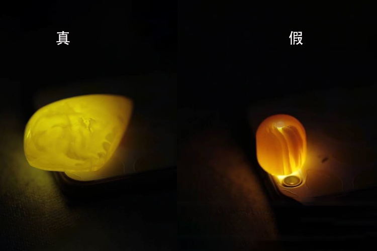 燈光下蜜蠟真假對照圖讓假蜜蠟無處可藏，原來燈光才是假蜜蠟的克星（5）