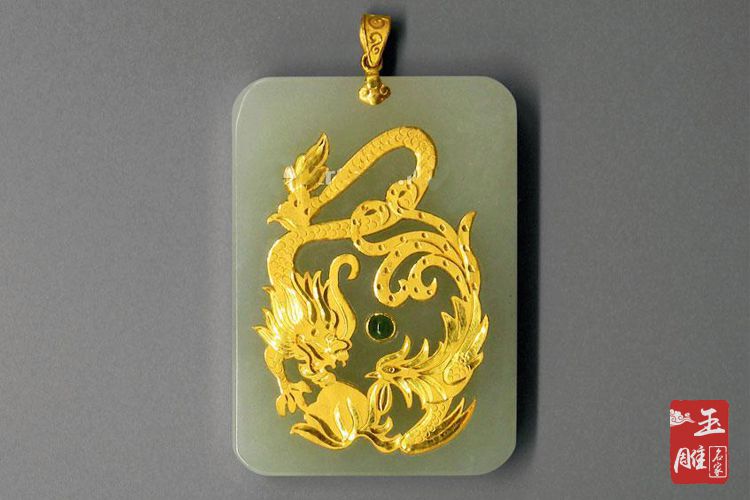 金鑲玉吊墜-玉雕名家